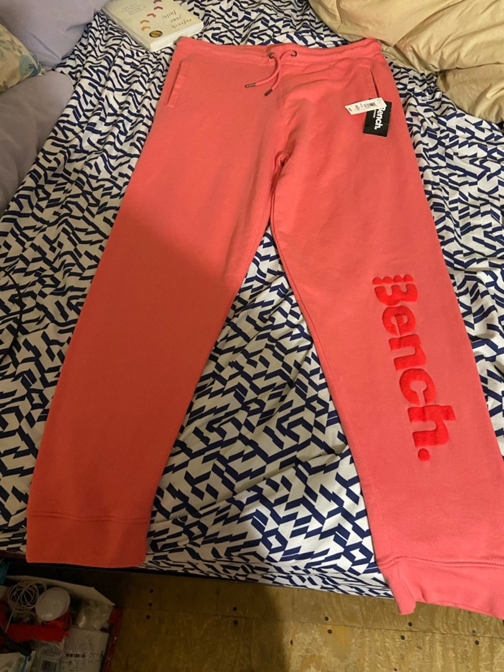 Bench Girls' Coral Pink Logo Sweatpants